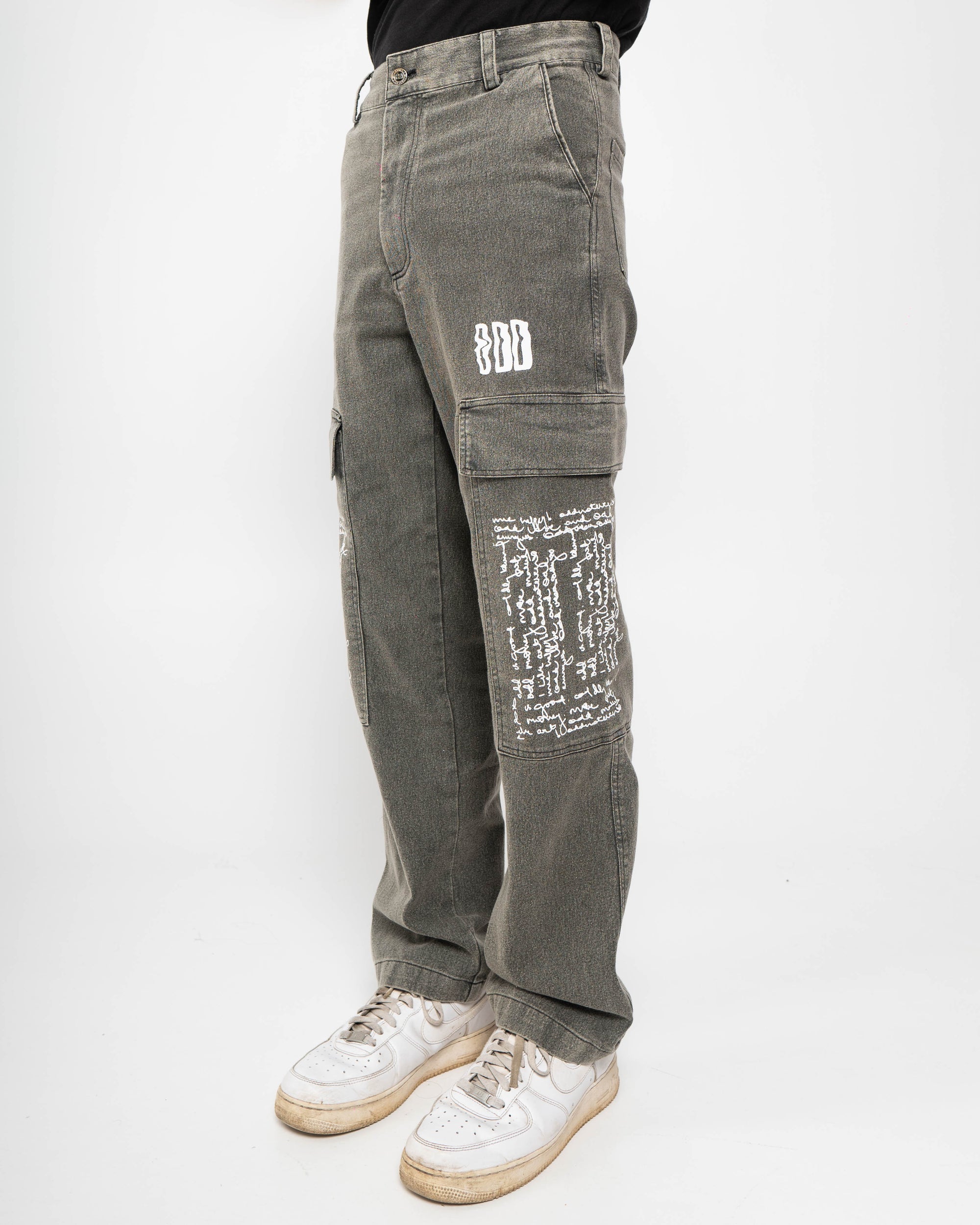 Scribble Washed Cargo Pants