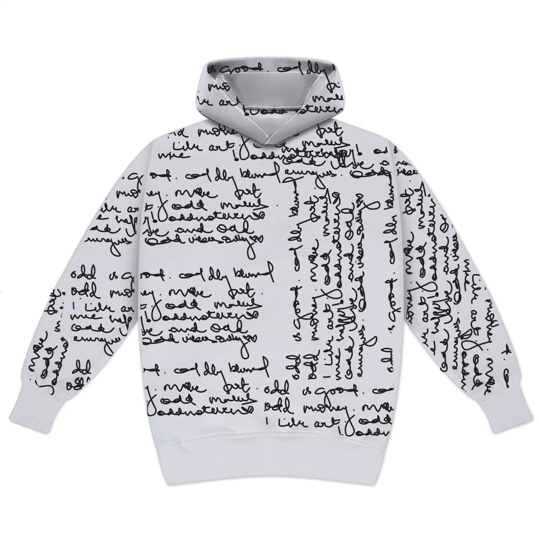 White Scribble Wave Hoodie